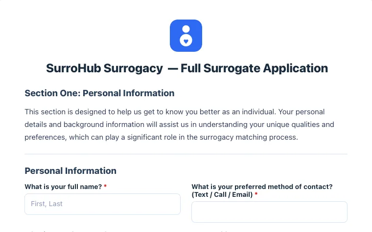 Surrogate Pre-Screen Application