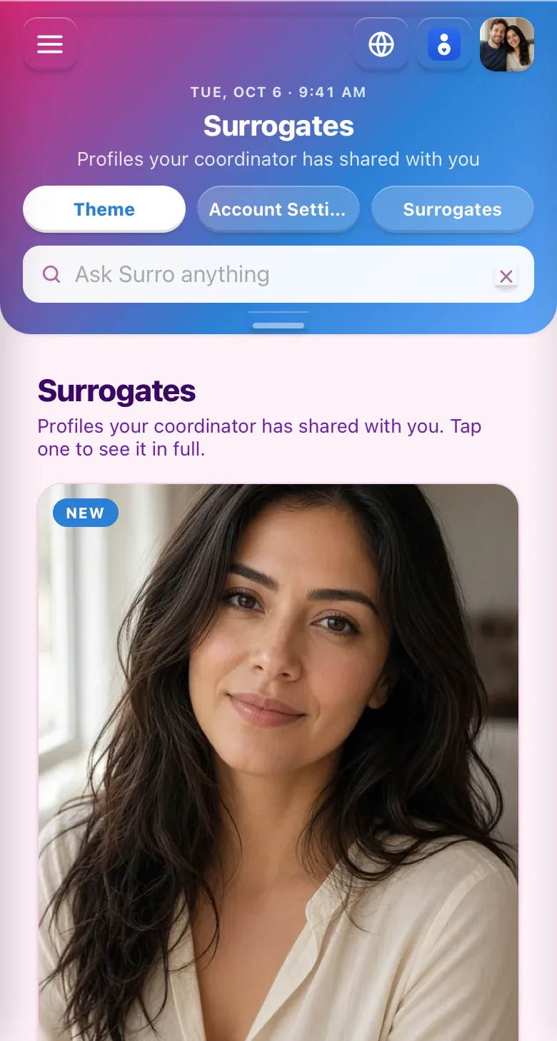 Intended parents browse surrogates